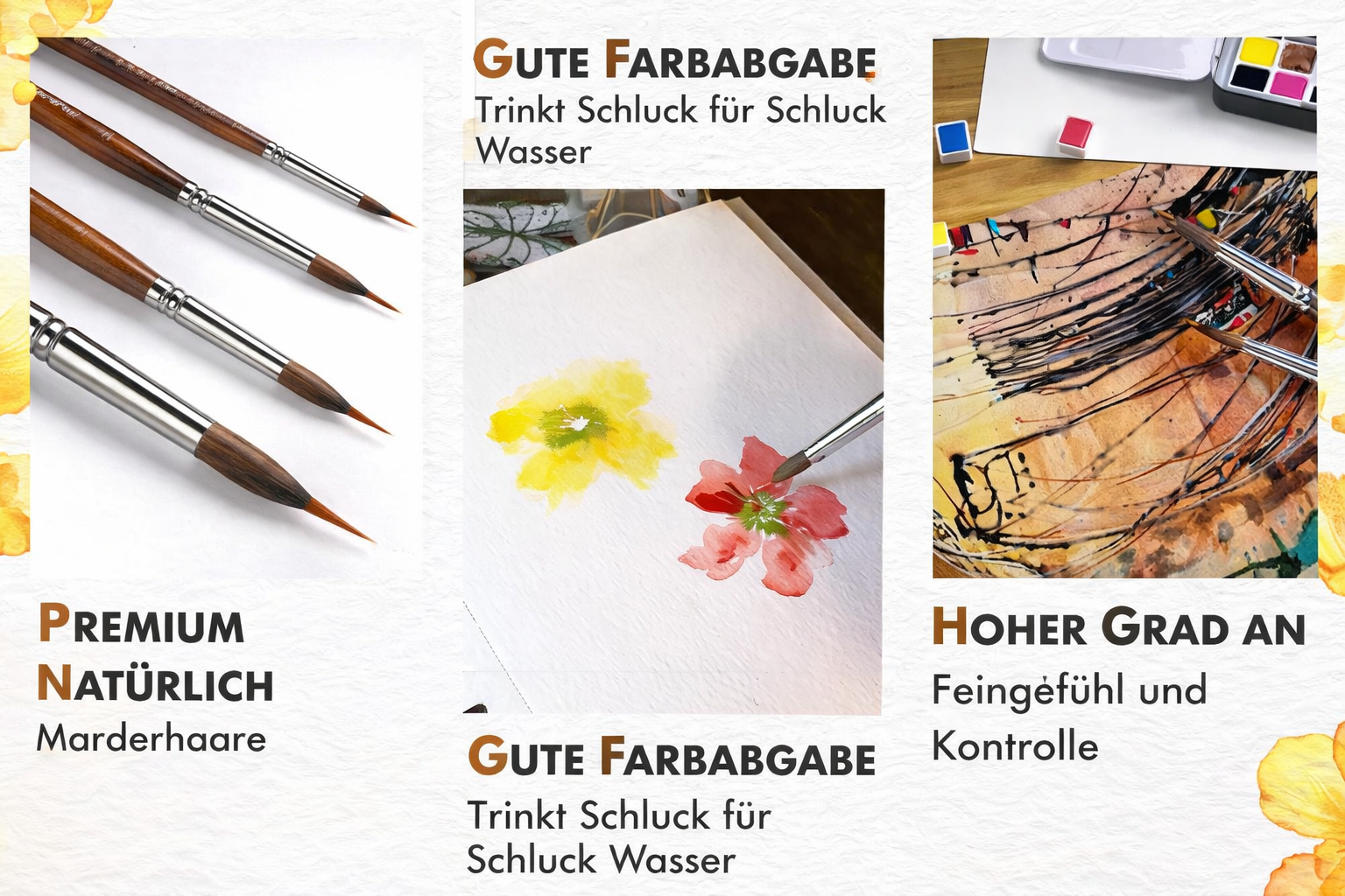 Detail Brush Set Fine Pointed Synthetic Bristles Wooden Handles