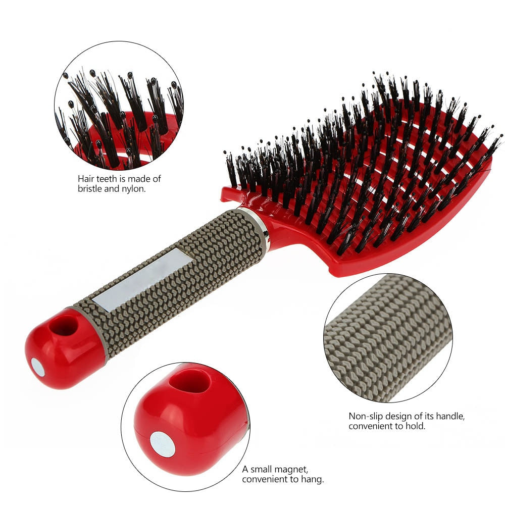 Detangling Hair Brush Ventilated Bristles Scalp Massage Non-Slip Handle
