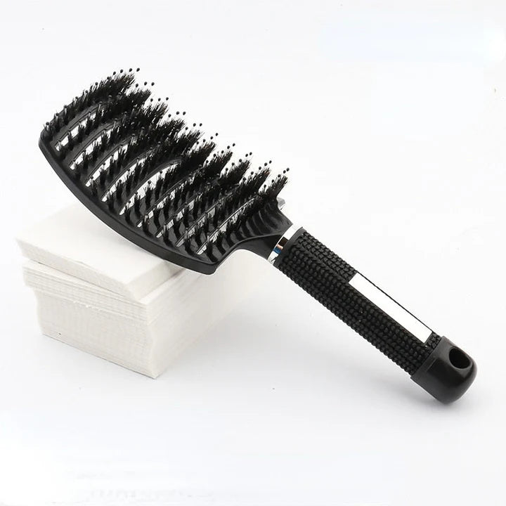 Detangling Paddle Brush Boar & Nylon Bristles Curved Vent