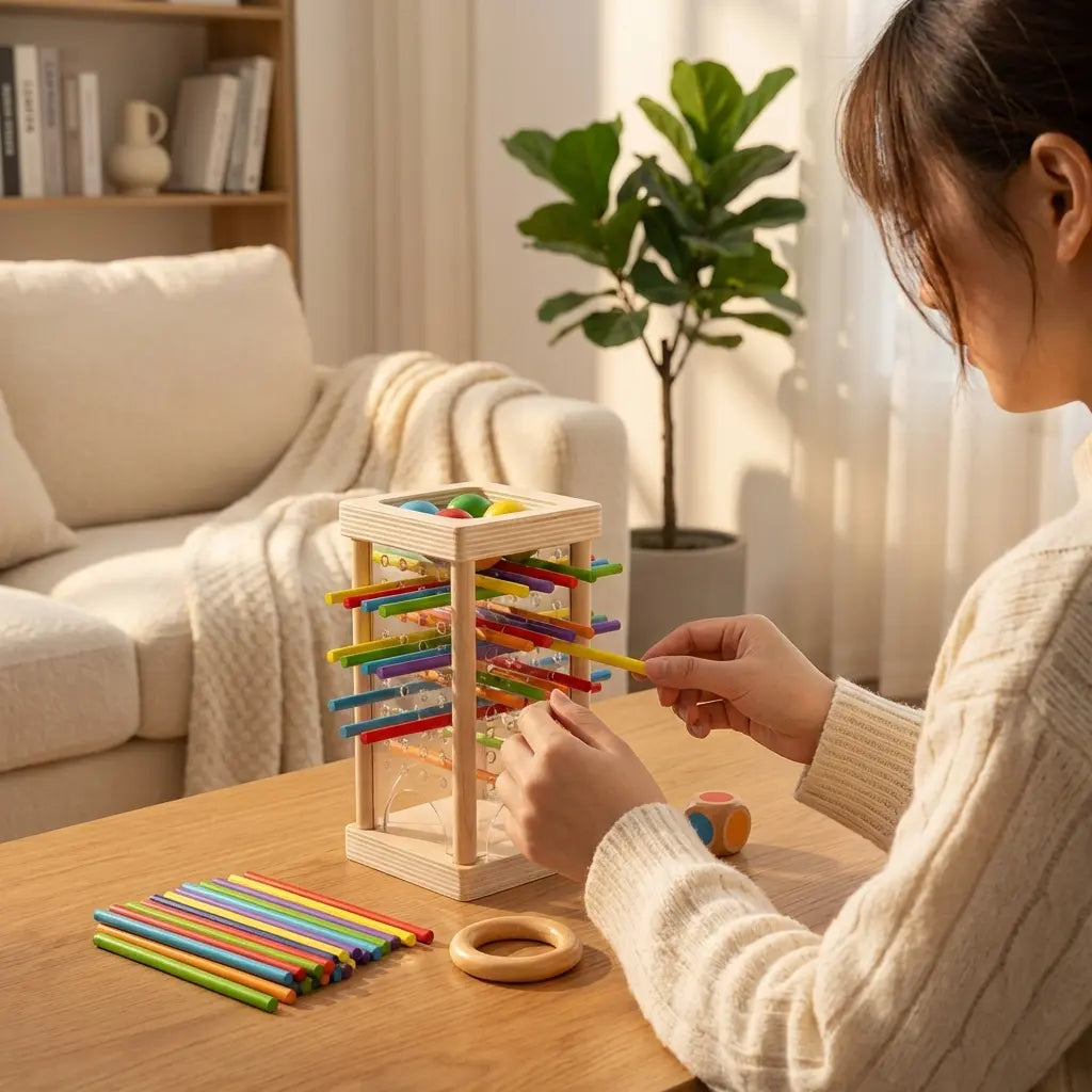 Dexterity Game Solid Wood & Colorful Rods