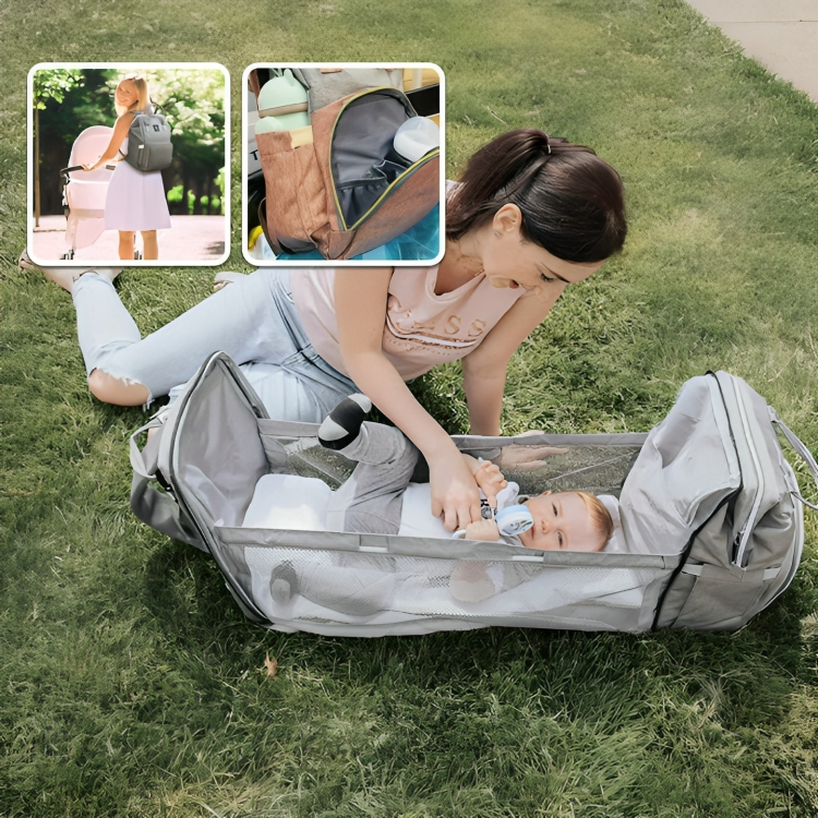Diaper Bag Converts To Travel Crib Waterproof Nylon