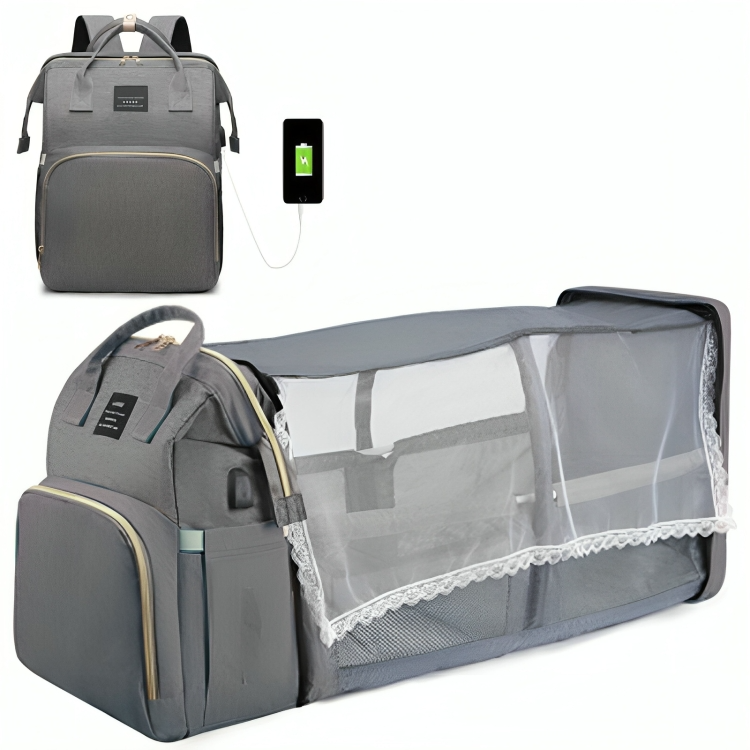 Diaper Bag Converts To Travel Crib Waterproof Nylon