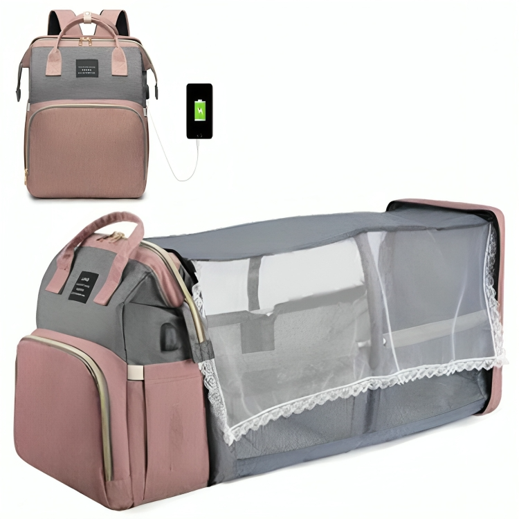 Diaper Bag Converts To Travel Crib Waterproof Nylon
