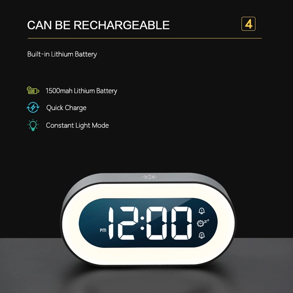 Digital Alarm Clock 5.7-Inch LED Dimmable Night Light