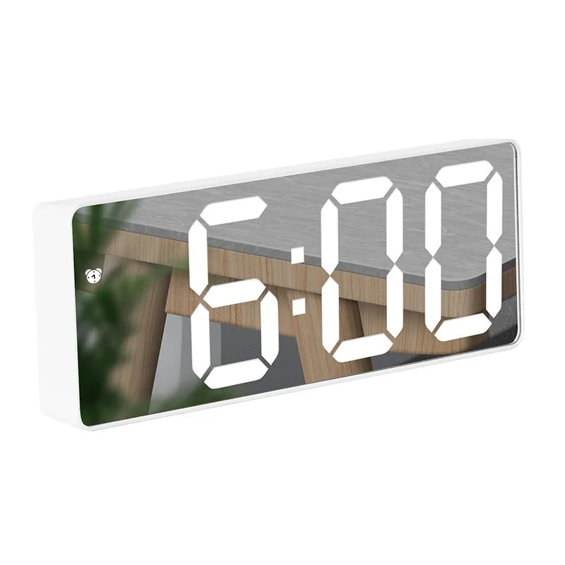 Digital Alarm Clock LED Mirror Temperature Display