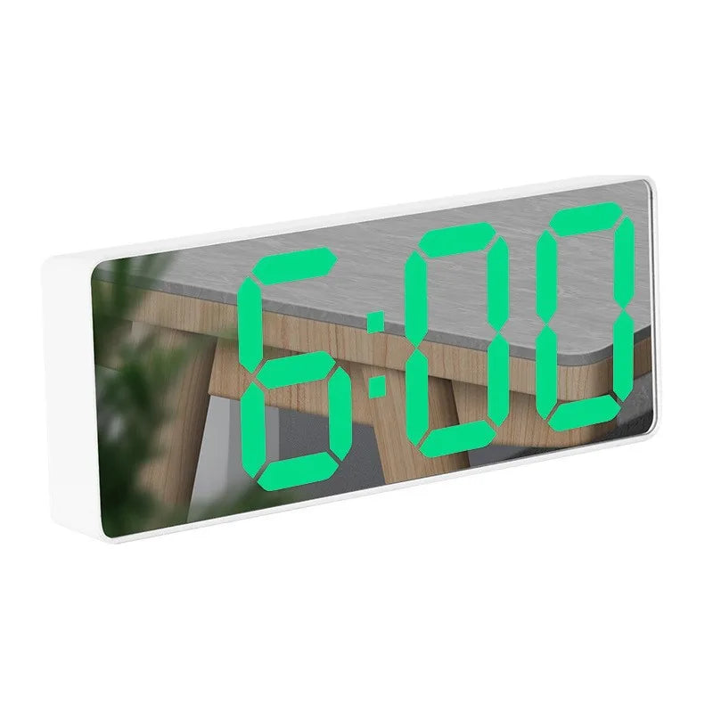 Digital Alarm Clock LED Mirror Temperature Display