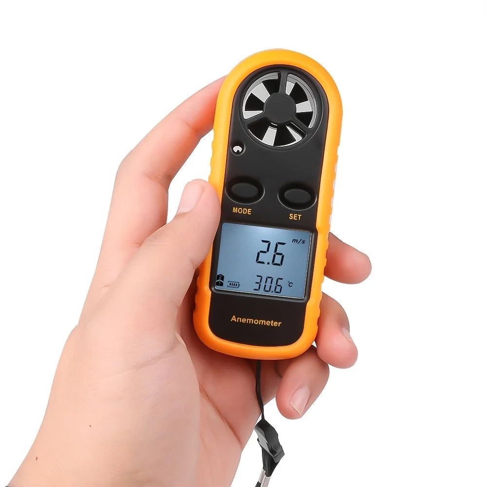 Digital Anemometer Backlit LCD Accurate Readings Pocket-Sized