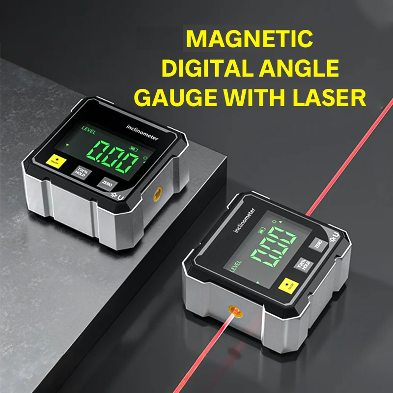 Digital Angle Gauge Integrated Laser Magnetic Base LCD Display