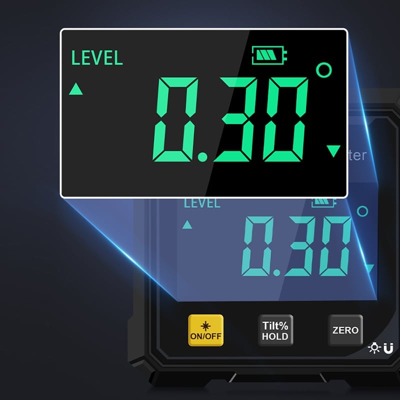 Digital Angle Gauge Magnetic Base & Illuminated LCD