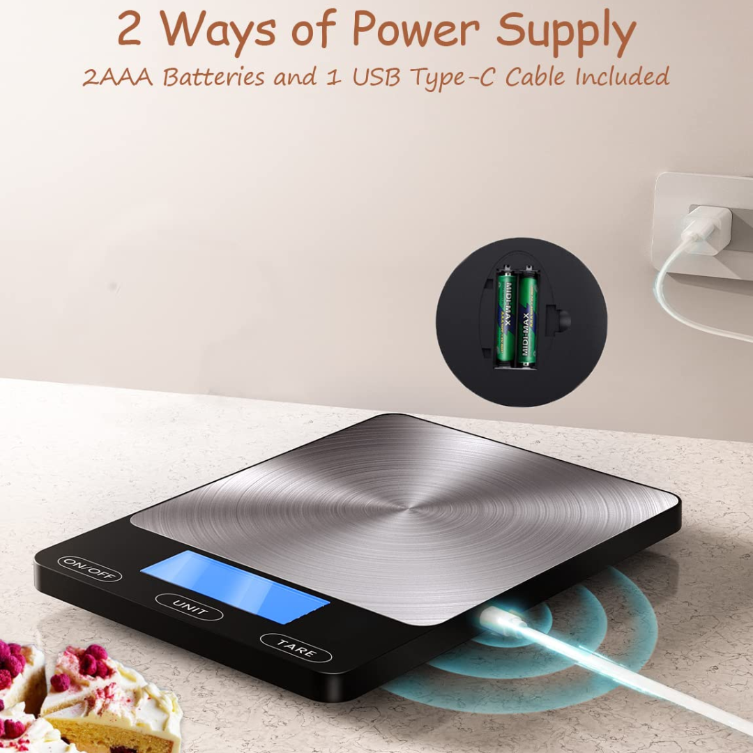 Digital Kitchen Scale 15 kg USB-C Rechargeable