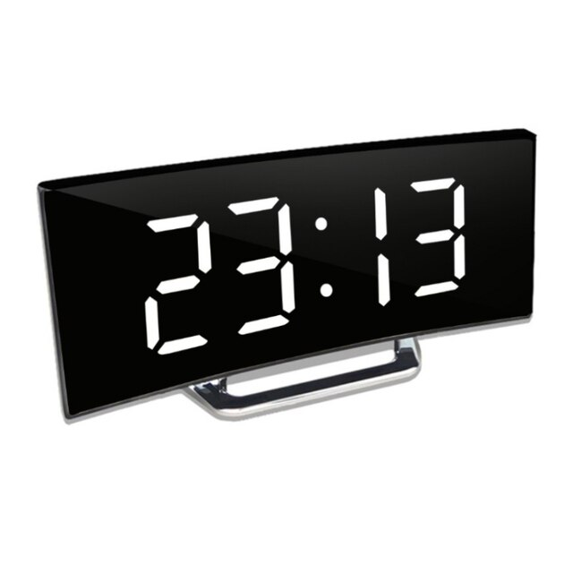 Digital LED Alarm Clock Curved Mirror Crescendo Alarm