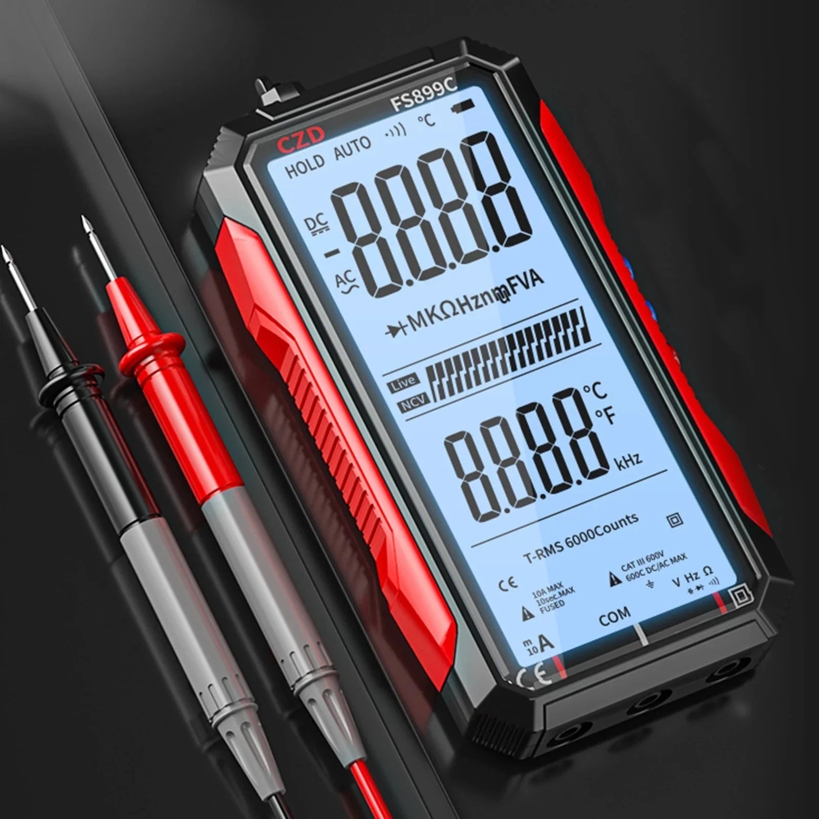 Digital Multimeter Auto-Range Large LCD USB Rechargeable