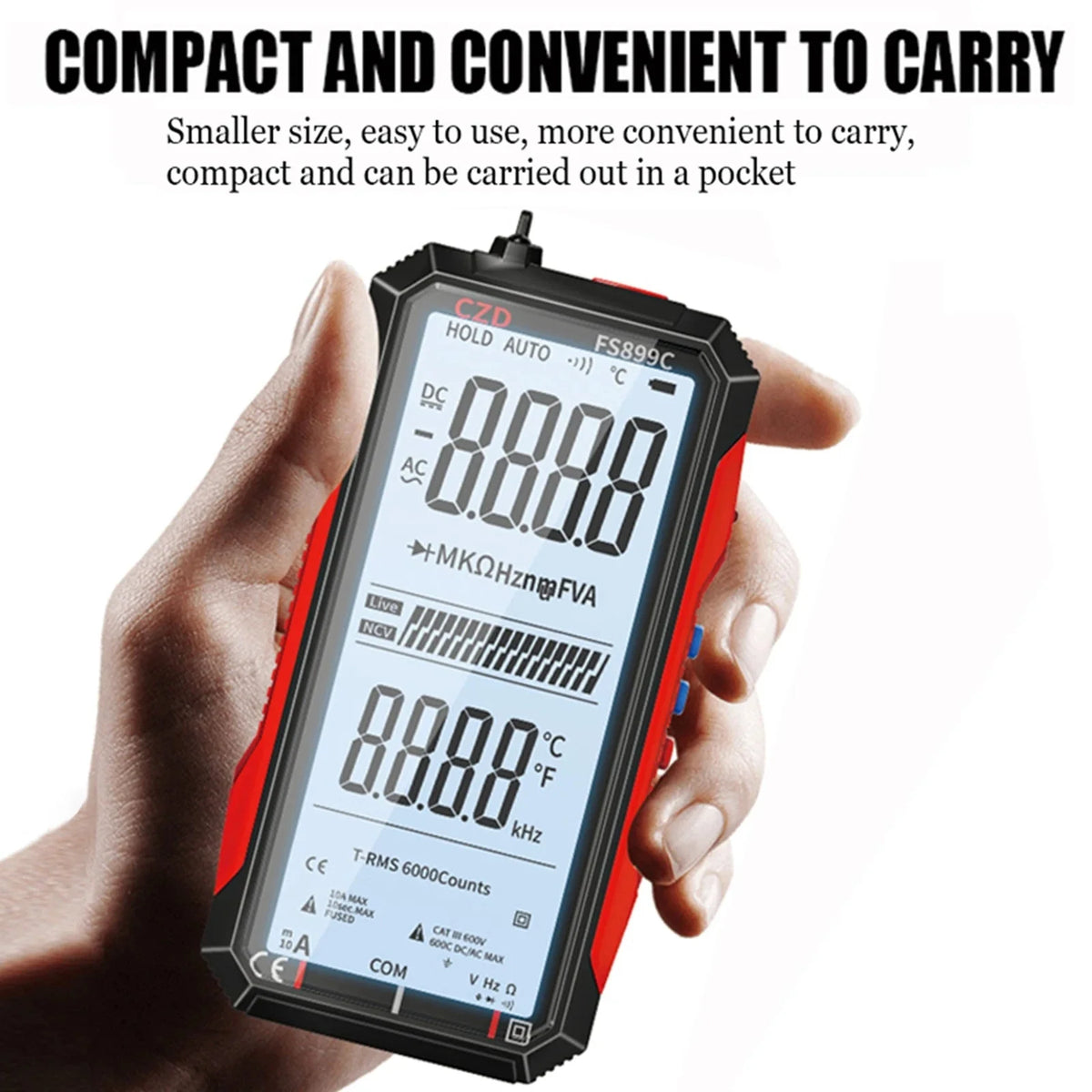 Digital Multimeter Auto-Range Large LCD USB Rechargeable