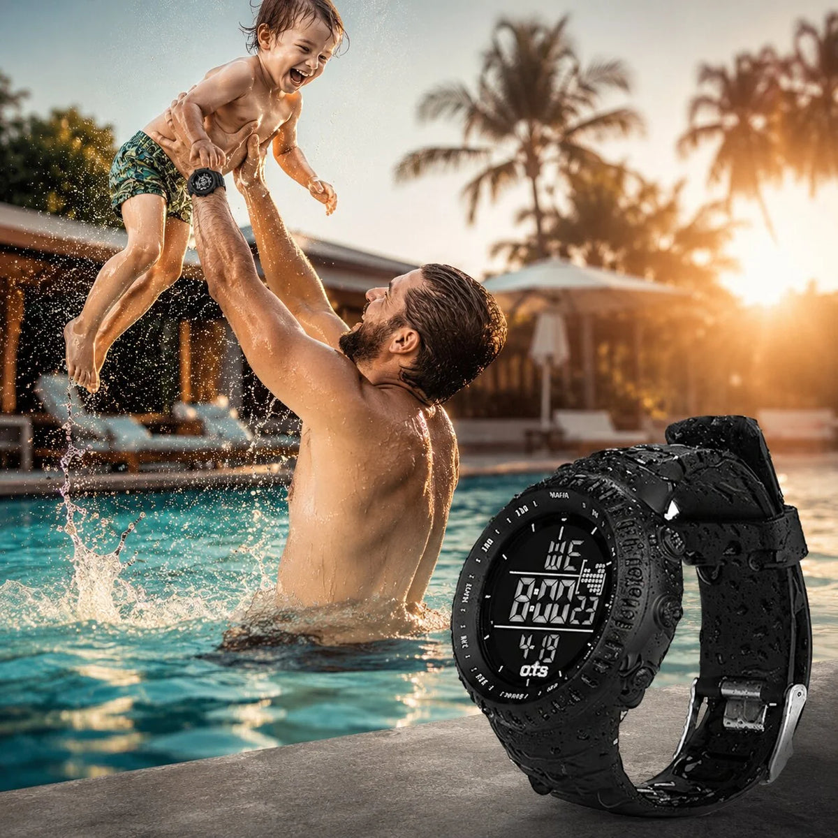 Digital Sports Watch Shockproof Water-Resistant LED Backlight