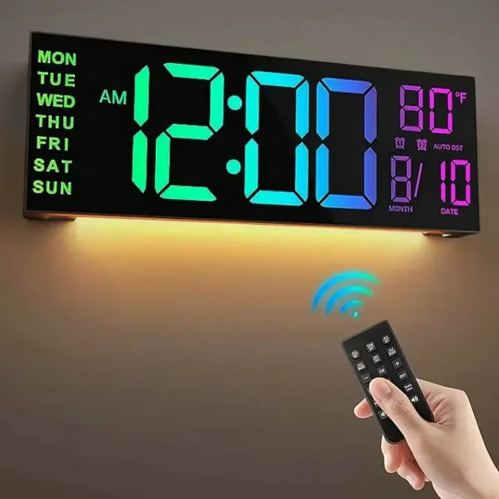 Digital Wall Clock Extra-Large RGB LED Remote Control