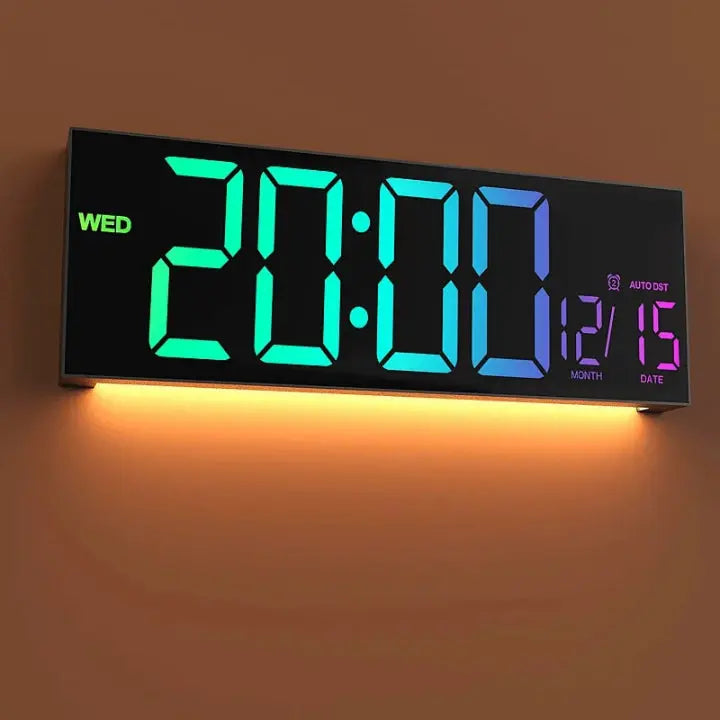 Digital Wall Clock Extra-Large RGB LED Remote Control