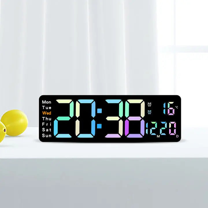Digital Wall Clock Extra-Large RGB LED Remote Control
