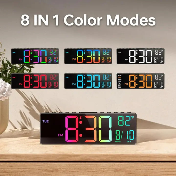 Digital Wall Clock Extra-Large RGB LED Remote Control