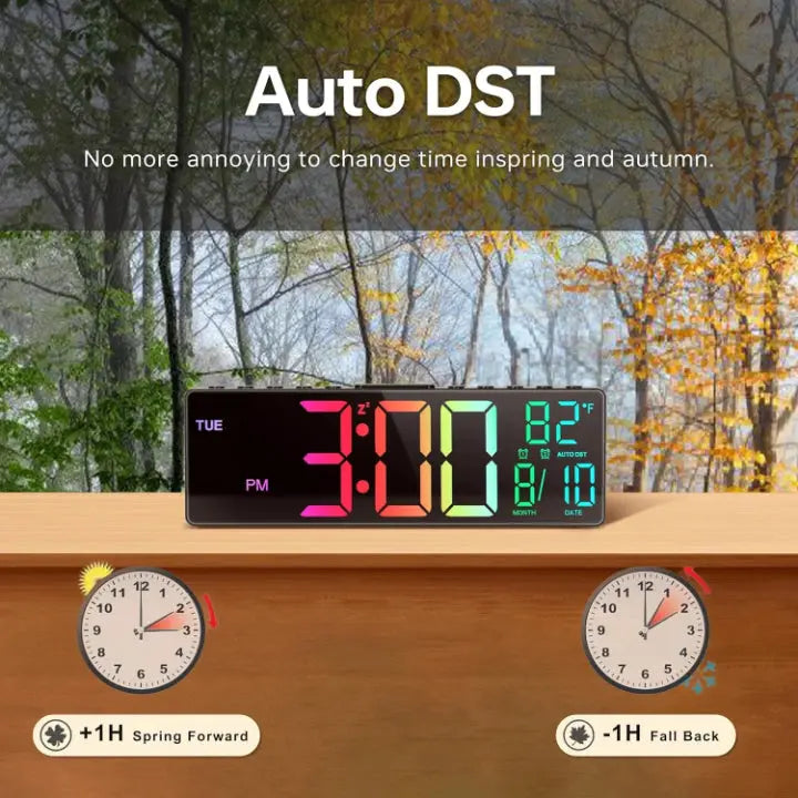Digital Wall Clock Extra-Large RGB LED Remote Control