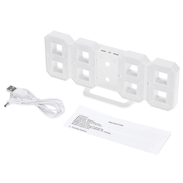 Digital Wall Clock Large Dimmable LED Remote & USB-Powered