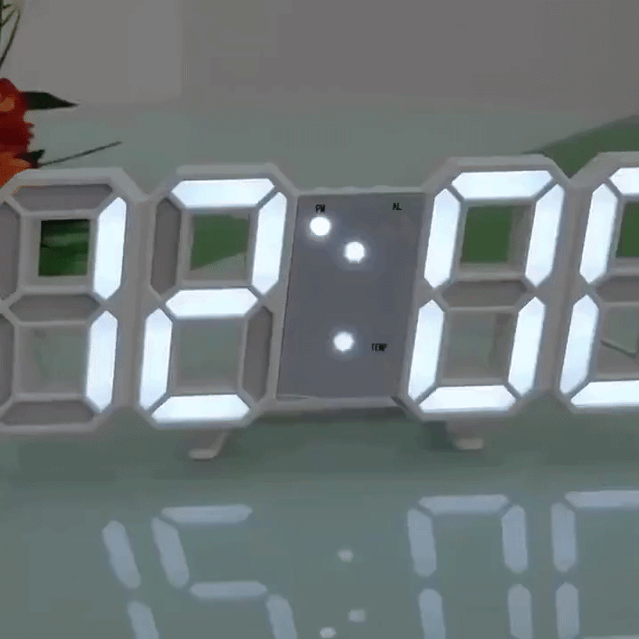 Digital Wall Clock Large Dimmable LED Remote & USB-Powered
