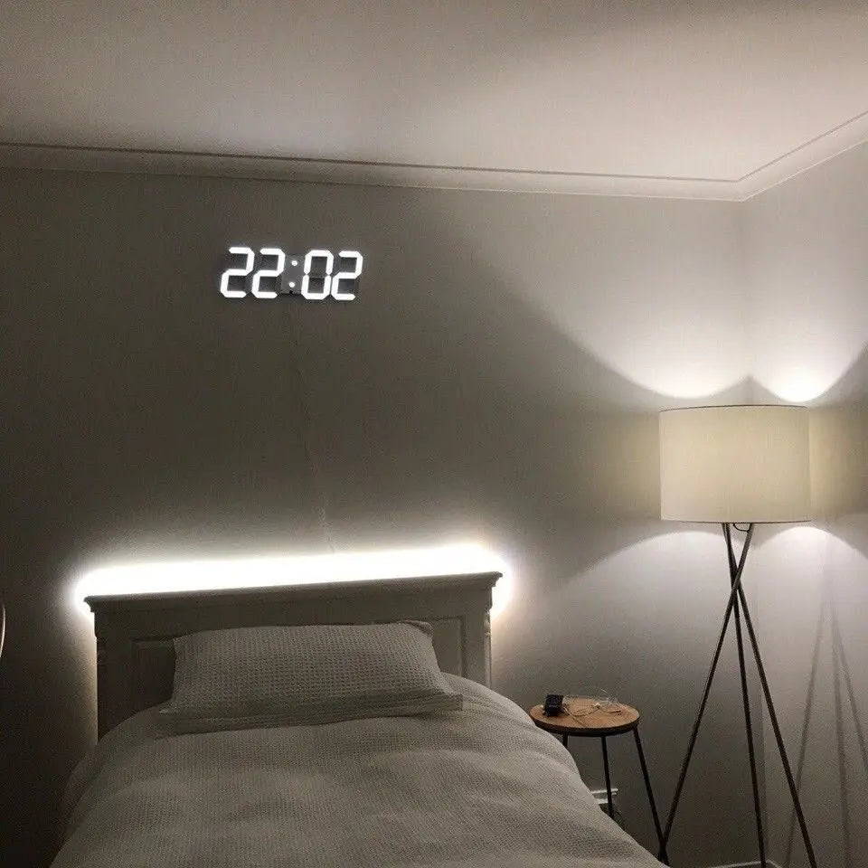Digital Wall Clock Large Dimmable LED Remote & USB-Powered