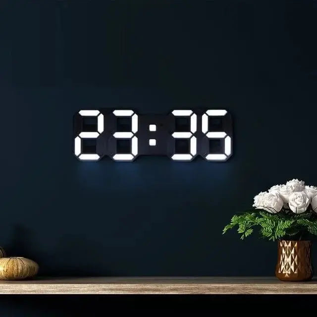 Digital Wall Clock Large Dimmable LED Remote & USB-Powered