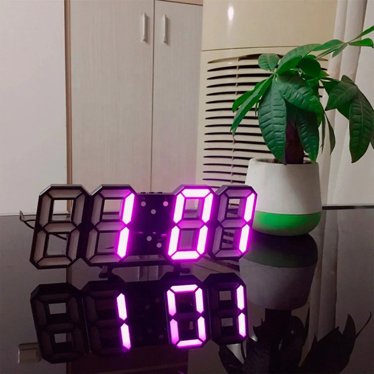 Digital Wall Clock Large Dimmable LED Remote & USB-Powered