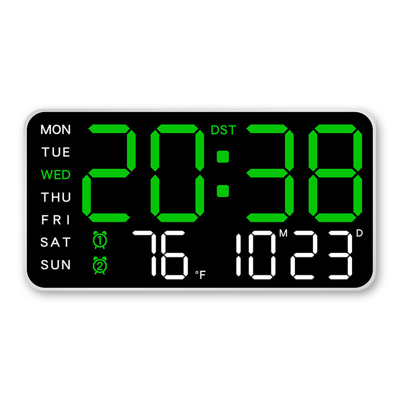 Digital Wall Clock Large LED Time Date Temperature