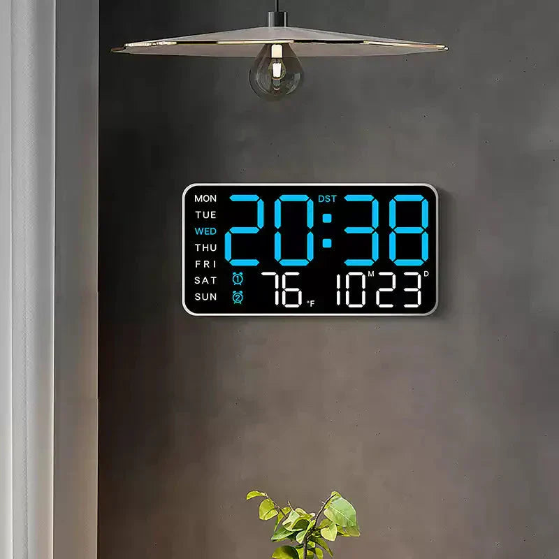 Digital Wall Clock Large LED Time Date Temperature