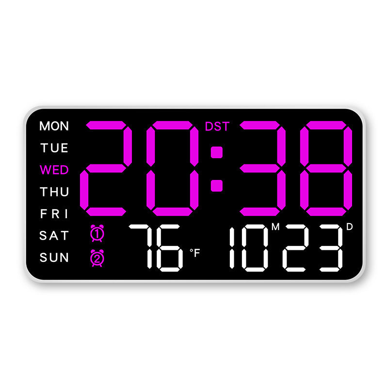 Digital Wall Clock Large LED Time Date Temperature