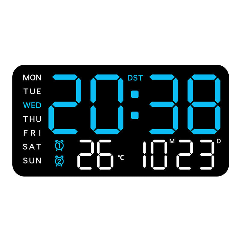 Digital Wall Clock Large LED Time Date Temperature