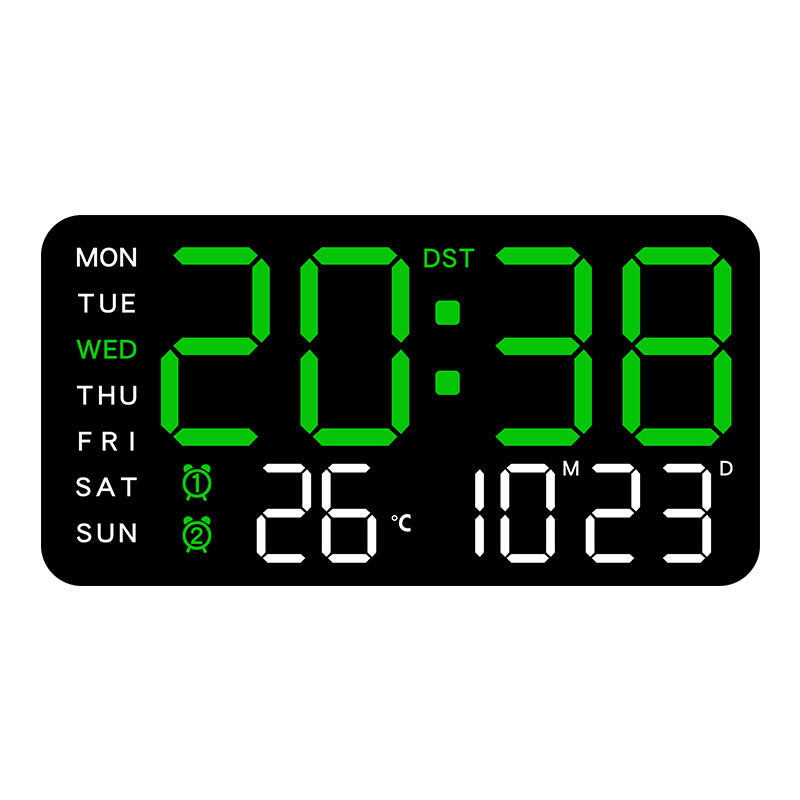 Digital Wall Clock Large LED Time Date Temperature