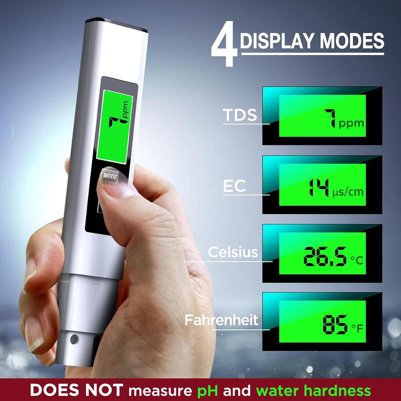 Digital Water Tester 4-in-1 TDS EC Temp Backlit Display