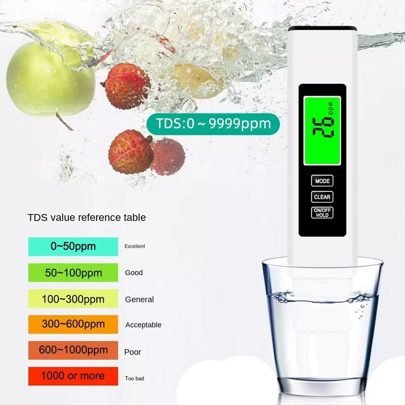 Digital Water Tester 4-in-1 Titanium Probe Backlit Display