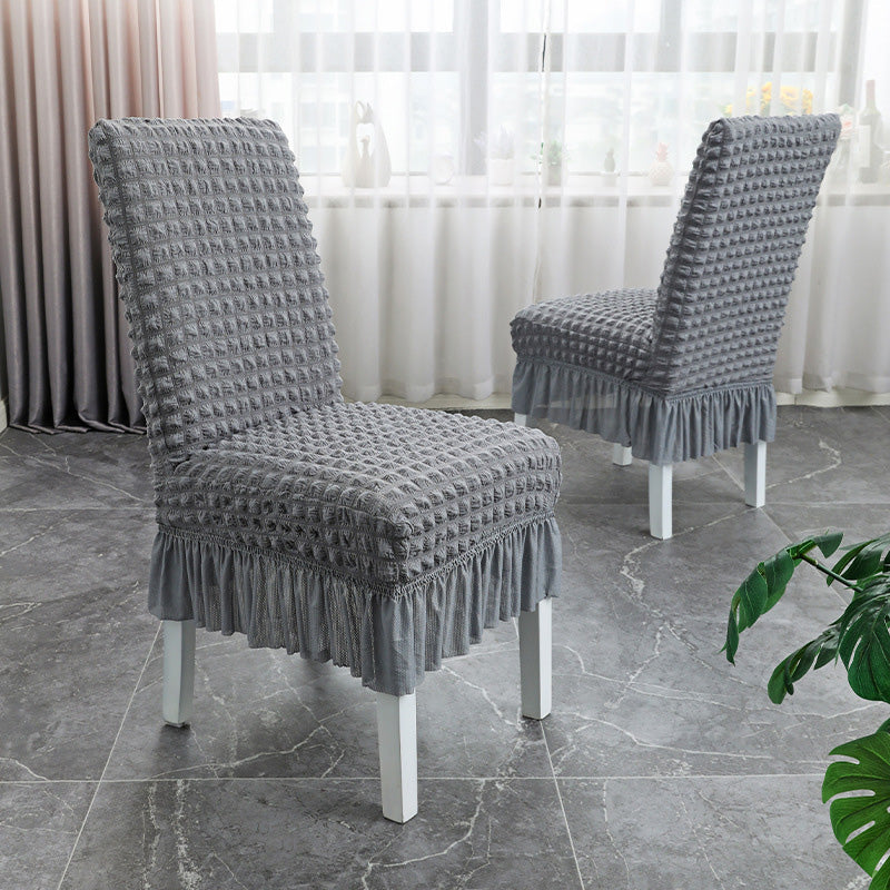 Dining Chair Cover Ruffled Jacquard Velour