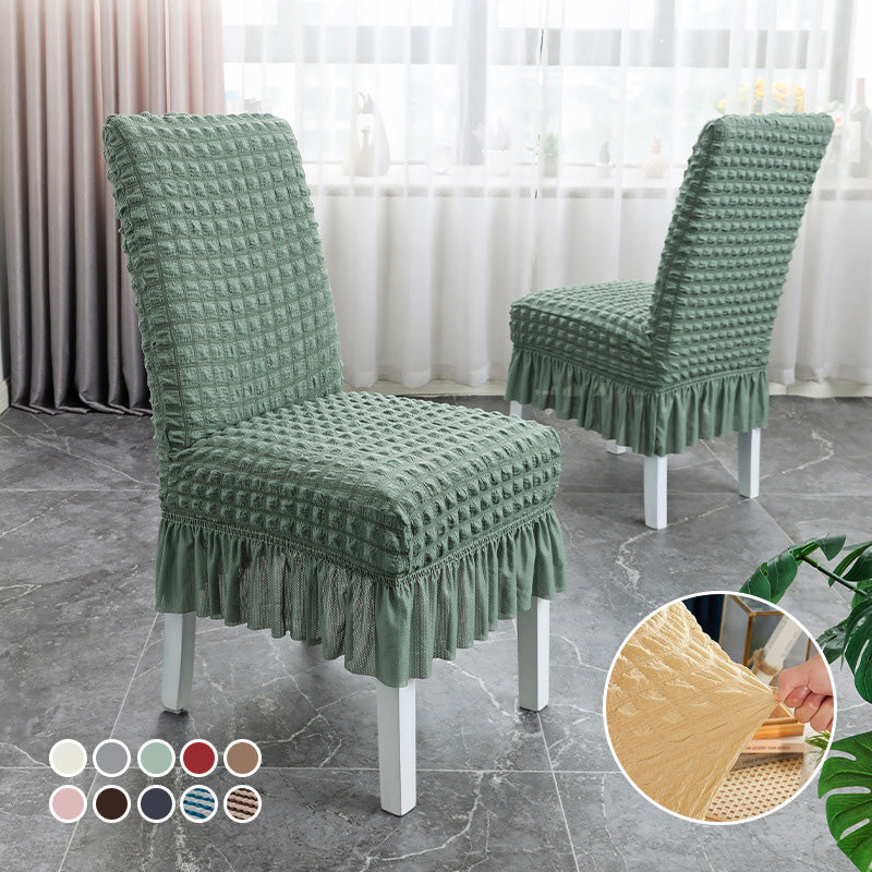 Dining Chair Cover Ruffled Jacquard Velour