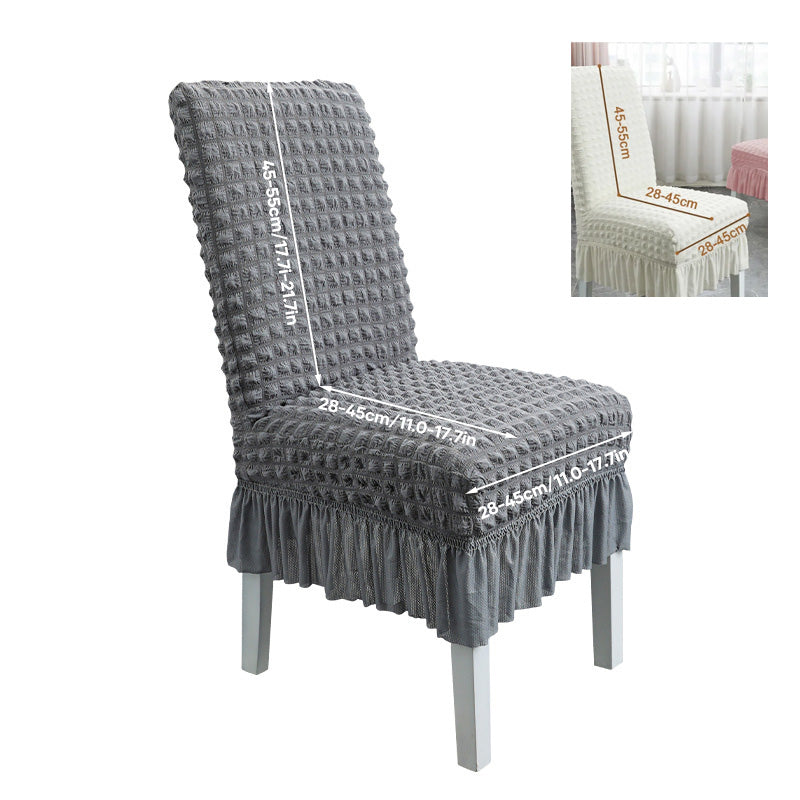 Dining Chair Cover Ruffled Jacquard Velour