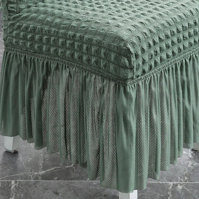 Dining Chair Cover Ruffled Jacquard Velour