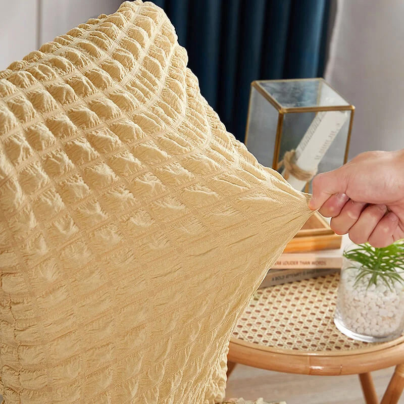 Dining Chair Cover Ruffled Jacquard Velour