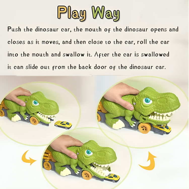 Dinosaur Playset Interactive Chomping Includes Six Cars & Map
