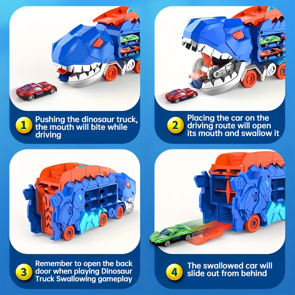 Dinosaur Transport Truck Foldable Racetrack & Storage BPA-Free