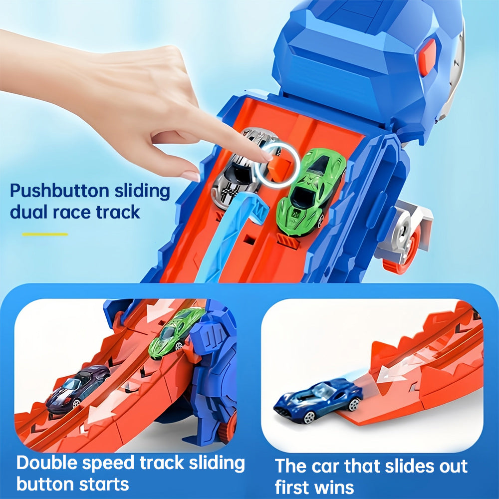 Dinosaur Transport Truck Foldable Racetrack & Storage BPA-Free