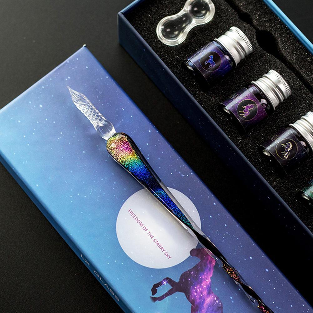 Dip Pen Mouth-Blown Crystal Spiral Tip