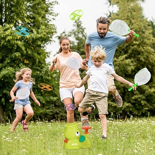 Disc Throwing Game Pedal-Start Launcher Catch Nets & Goggles