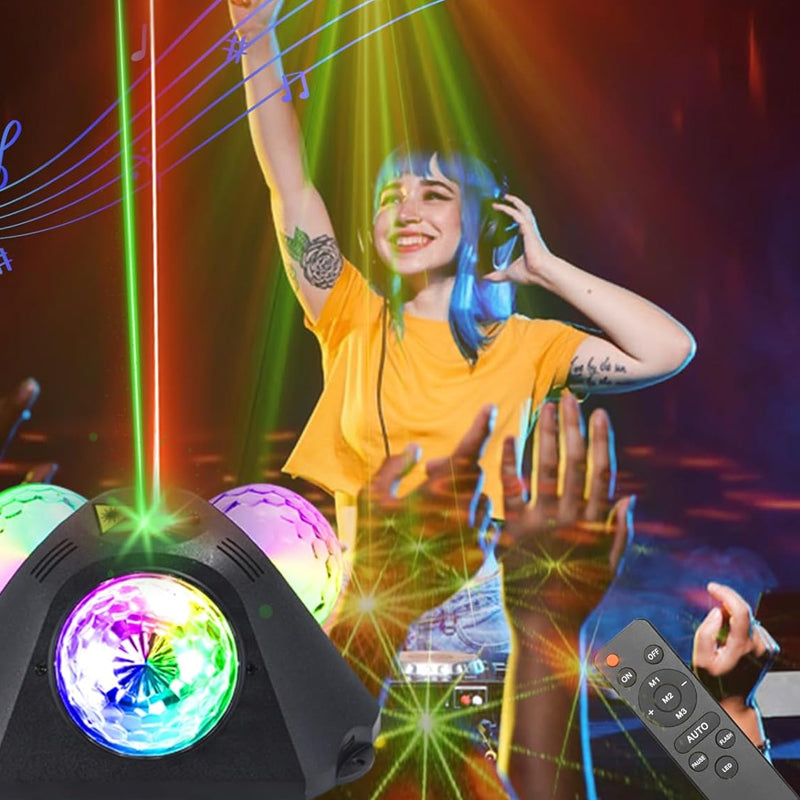 Disco Projector Music-Synced RGB Disco Balls & Lasers