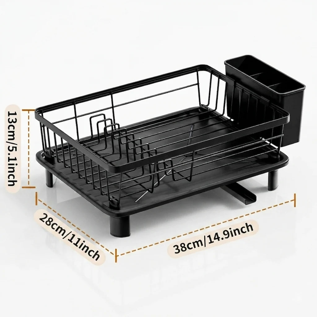Dish Drainer Integrated Water Outlet Stainless Steel Large Capacity