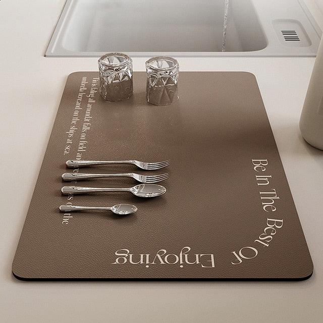 Dish Drying Mat Absorbent Polyester Non-Slip Antibacterial