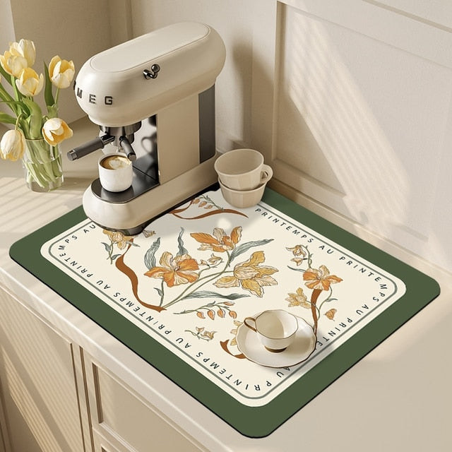 Dish Drying Mat Absorbent Polyester Non-Slip Antibacterial