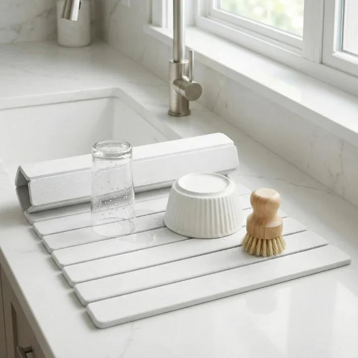 Dish Drying Mat Diatomite Stone Quick-Dry Foldable
